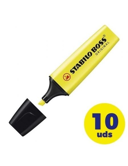 Caja de Marcadores Fluorescentes Stabilo Boss Original/ 10 unidades/ Amarillos