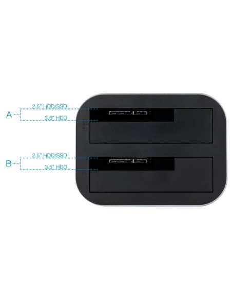 Tooq TQDS-805G Dock Station Doble Bahía HDD Gris