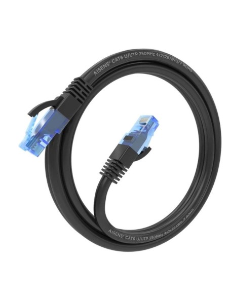 Aisens Cable RJ45 Cat.6 UTP AWG26 CCA Negro 1.0M