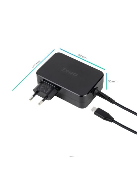 Tooq Cargador portátil GAN USB-C PD 100W Negro