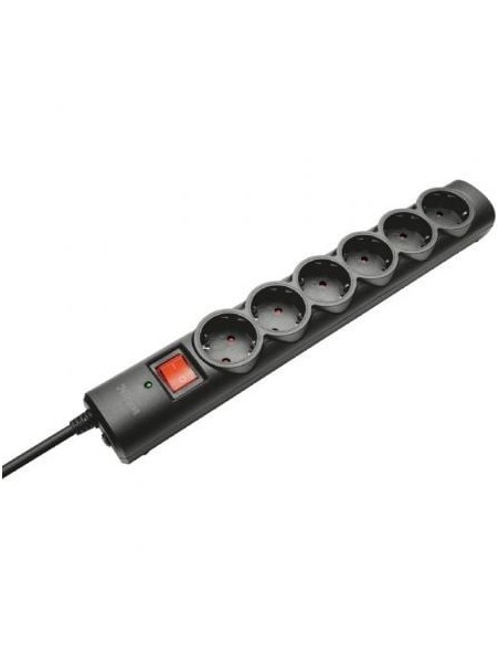 Regleta con interruptor Trust 21059/ 6 Tomas de corriente/ Cable 1.8m/ Negra