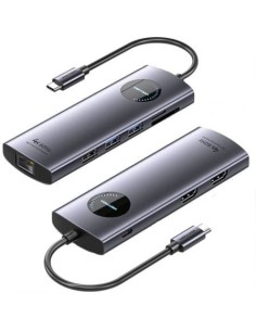 Docking USB Tipo-C Vention TQVHB/ 2xHDMI/ 3xUSB/ 1xRJ45/ 1xLector de Tarjetas/ 1xUSB Tipo-C PD/ Gris