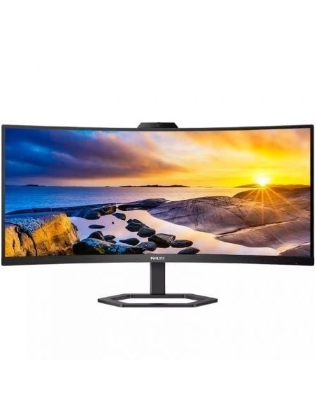 Monitor Profesional Ultrapanorámico Curvo Philips 34E1C5600HE 34'/ WQHD/ Webcam/ Multimedia/ Regulable en altura/ Negro
