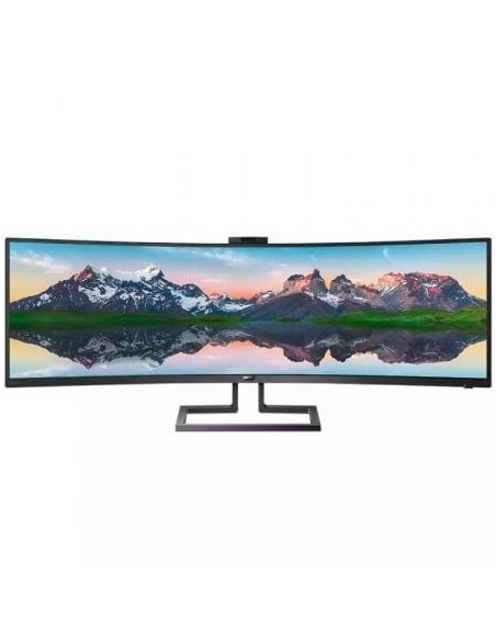 Monitor Profesional Ultrapanorámico Curvo Philips 499P9H 48.8'/ Dual QHD/ Webcam/ Multimedia/ Regulable en altura/ Negro