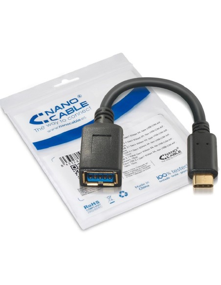 Nanocable Cable USB 3.1 Gen1 3A. USB-C/M-A/F. 15cm