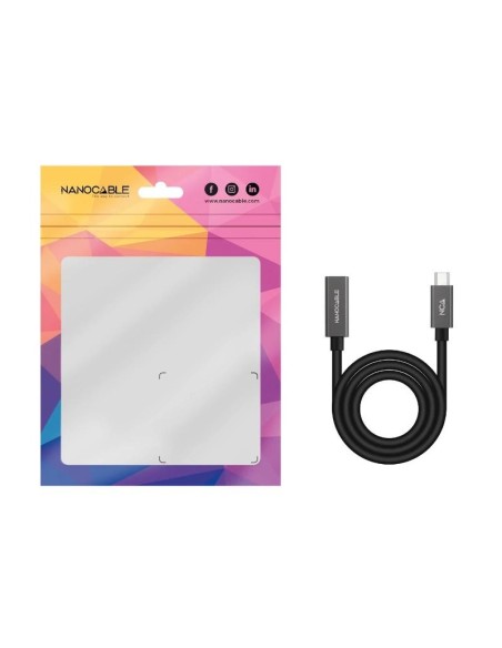 Nanocable Cable USB 3.2 Gen2 USB-C M/H 0.5 M Negro