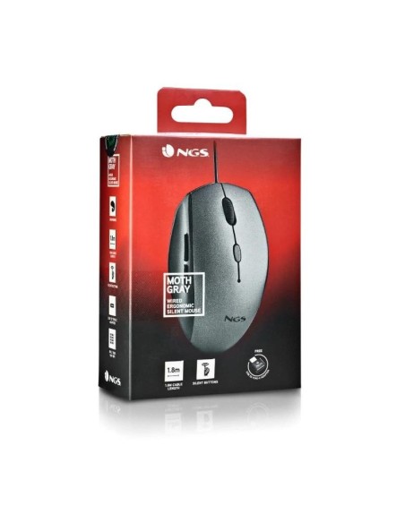 NGS WIRED ERGO SILENT MOUSE + USB TYPE C ADAP GRAY