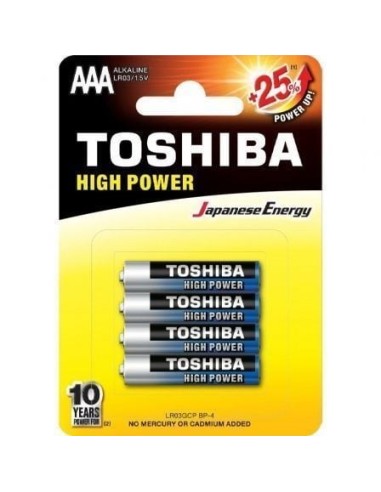 Pack de 4 Pilas AAA Toshiba High Power LR03/ 1.5V/ Alcalinas