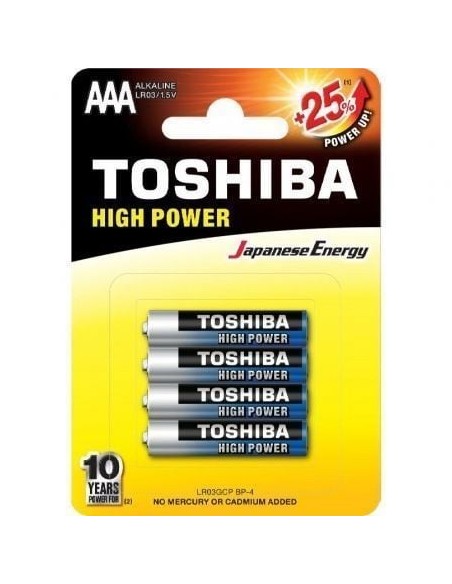 Pack de 4 Pilas AAA Toshiba High Power LR03/ 1.5V/ Alcalinas