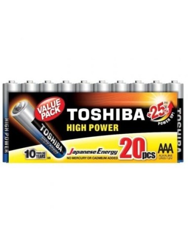 Pack de 20 Pilas AAA Toshiba High Power LR03/ 1.5V/ Alcalinas