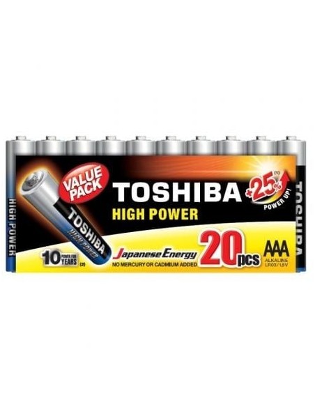 Pack de 20 Pilas AAA Toshiba High Power LR03/ 1.5V/ Alcalinas