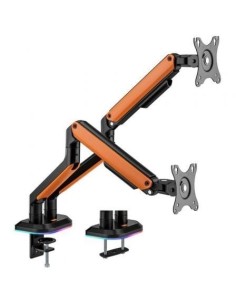 Soporte de Mesa Gaming con Contrapeso para 2 Monitores y TV Aisens DT32TSR-251/ Giratorio/ Inclinable/ hasta 9kg/ con Iluminación RGB
