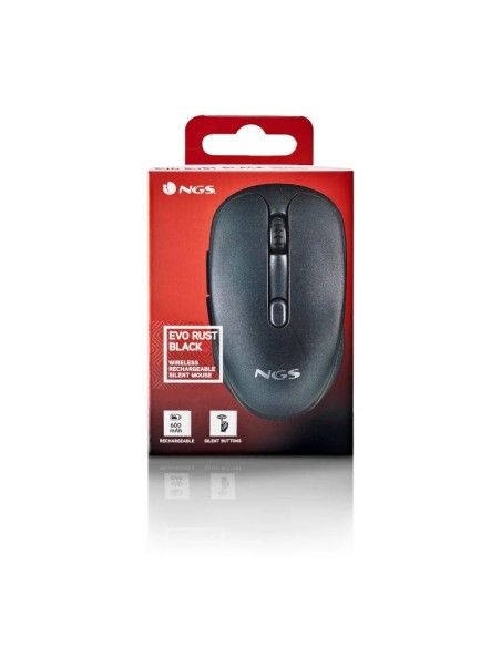 NGS Raton Inalambrico Recargable Silencioso Negro