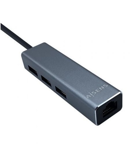 Hub USB Tipo-C Aisens A109-0396/ 3xUSB/ 1xRJ45/ Gris