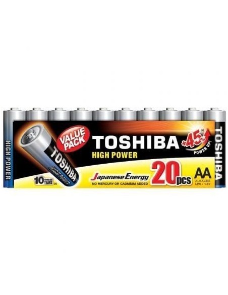 Pack de 20 Pilas AA Toshiba High Power LR6/ 1.5V/ Alcalinas
