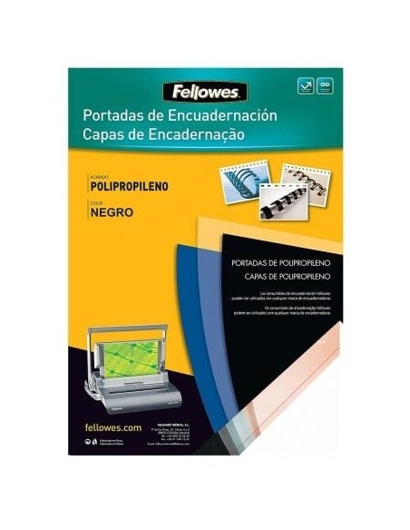 Portadas de Polipropileno Fellowes 54772/ A4/ 500 Micras/ 100 unidades/ Negras