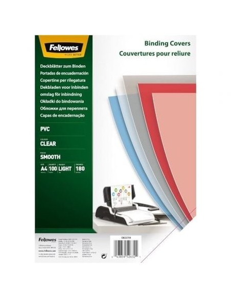 Portadas de PVC Fellowes 5375901/ A4/ 180 Micras/ 100 unidades/ Transparente