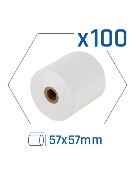 Pack 100 rollos papel térmico sin BPA 57X57mm