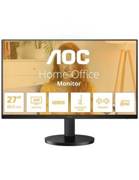 Monitor Profesional AOC U27B3AF 27'/ 4K/ Multimedia/ Regulable en altura/ Negro