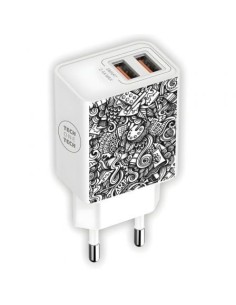 Cargador de Pared Tech One Tech Art-Deco TEC2510/ 2xUSB/ 12W/ Blanco