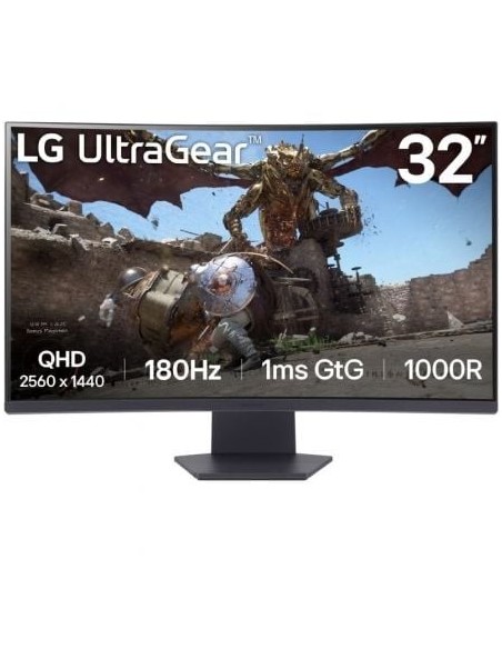 Monitor Gaming Curvo LG UltraGear 32GS60QC-B 31.5'/ QHD/ 1ms/ 180Hz/ VA/ Negro