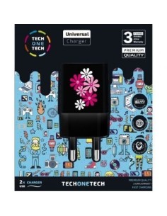 Cargador de Pared Tech One Tech Black Fower Power TEC2601/ 2xUSB/ 12W