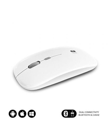 Ratón Inalámbrico por Bluetooth Subblim Dual Flat/ Batería recargable/ Hasta 1600 DPI/ Blanco
