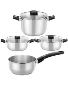 Pack Batería de Cocina Elite Monix M240001/ Cazo Ø14cm/ Ollas Ø24cm/ Cacerolas Ø20 - 24cm/ Acero Inoxidable/ Apta para Inducción