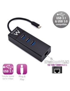EWENT EW1141 Hub Tipo-C 3Pts'USB 3'1+1pto' GIGABIT