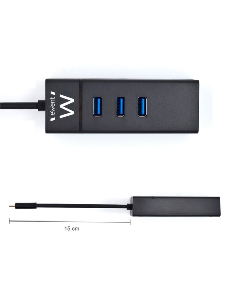 EWENT EW1141 Hub Tipo-C 3Pts'USB 3'1+1pto' GIGABIT