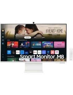 Smart Monitor Samsung M8 S32DM801UU 32'/ 4K/ Multimedia/ Regulable en altura/ Smart TV/ Webcam/ Blanco