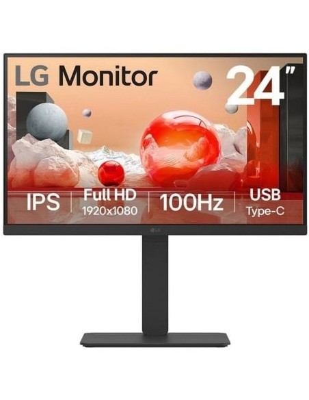 Monitor Profesional LG 24BA750-B 23.8'/ Full HD/ Multimedia/ Regulable en altura/ Negro