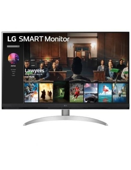 Smart Monitor LG 32SQ700S-W 31.5'/ 4K/ Multimedia/ Regulable en altura/ Smart TV/ Plata y Blanco