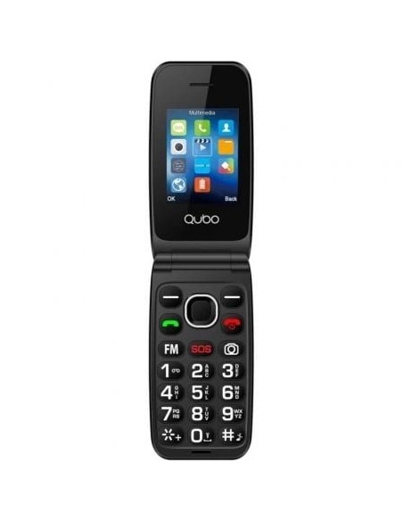 Teléfono Móvil Qubo NEON2W-SOS para Personas Mayores/ Negro/ Incluye Base de Carga