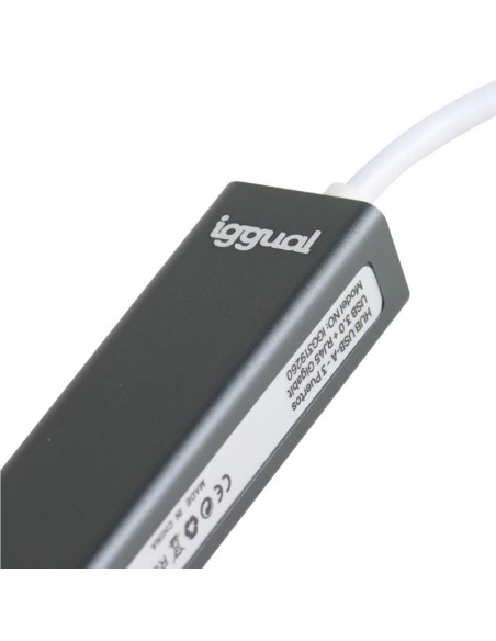 iggual Hub USB-A 3 puertos USB 3'0 + RJ45 Gigabit
