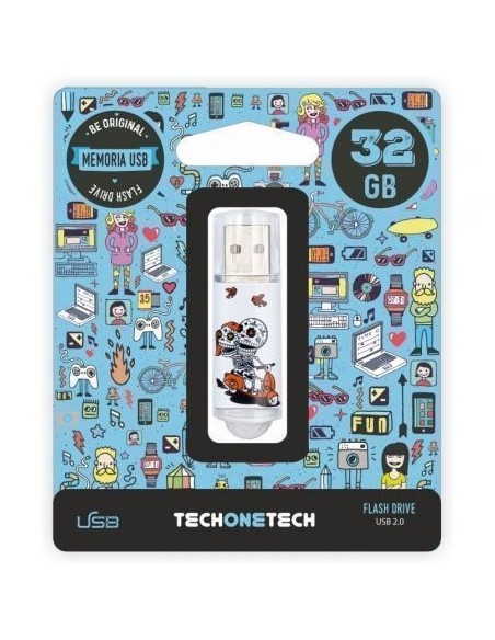 Pendrive 32GB Tech One Tech Calavera Moto USB 2.0