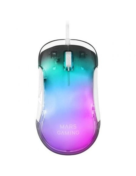 Ratón Gaming Mars Gaming MMGLOWW/ Hasta 12800 DPI/ Blanco