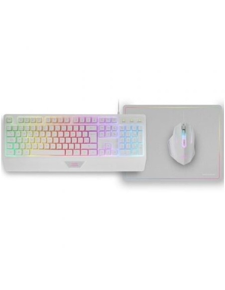 Pack Gaming Mars Gaming MCP124/ Teclado H-MECH  + Ratón Óptico + Alfombrilla/ Blanco