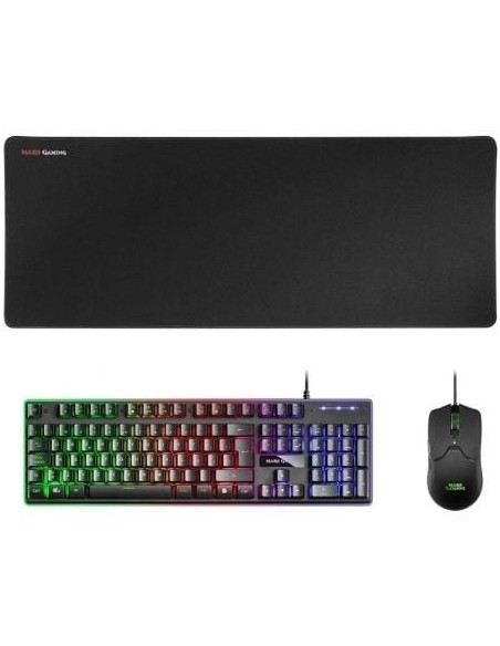 Pack Gaming Mars Gaming MCPX/ Teclado H-MECH  + Ratón Óptico + Alfombrilla/ Negro