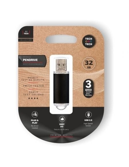 Pendrive 32GB Tech One Tech Basic USB 2.0/ Negro