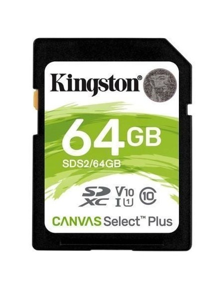Tarjeta de Memoria Kingston CANVAS Select Plus 64GB SD XC/ Clase 10/ 100MBs