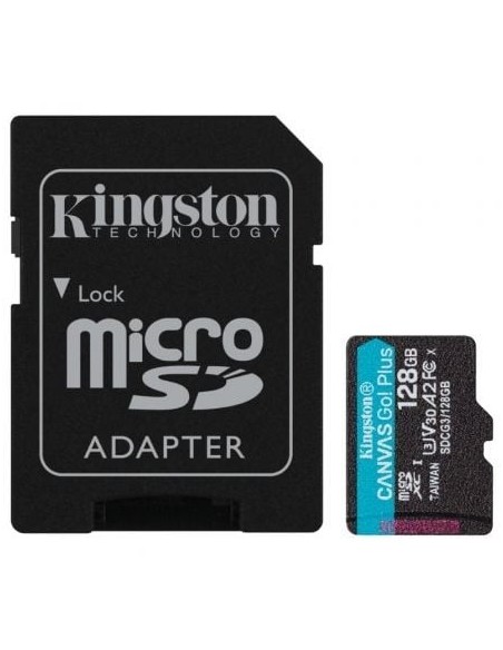 Tarjeta de Memoria Kingston CANVAS Go! Plus 128GB microSD XC con Adaptador/ Clase 10/ 170MBs