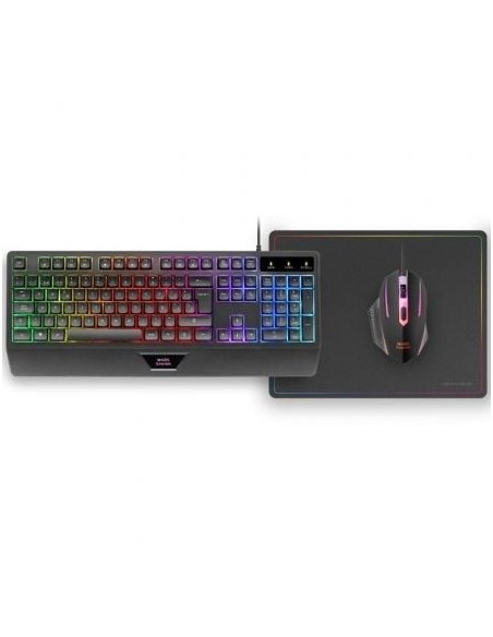 Pack Gaming Mars Gaming MCP124/ Teclado H-MECH  + Ratón Óptico + Alfombrilla/ Negro