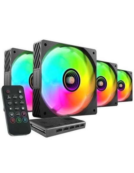 Pack 4 Ventiladores Mars Gaming MF-SI4KIT/ 12cm + HUB + Mando a Distancia/ ARGB