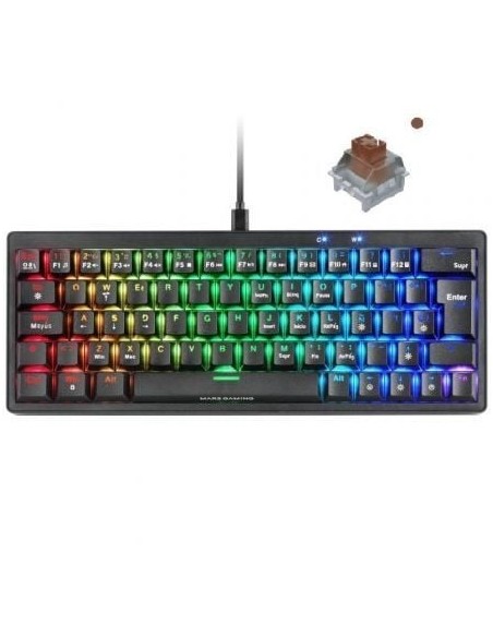 Teclado Gaming Mecánico Mars Gaming MKMINIPRO/ Switch Marrón/ Negro