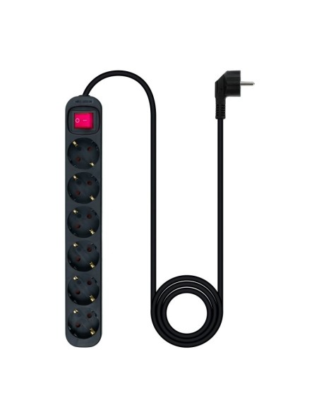 Nanocable Regleta 6 tomas con interruptor Negro
