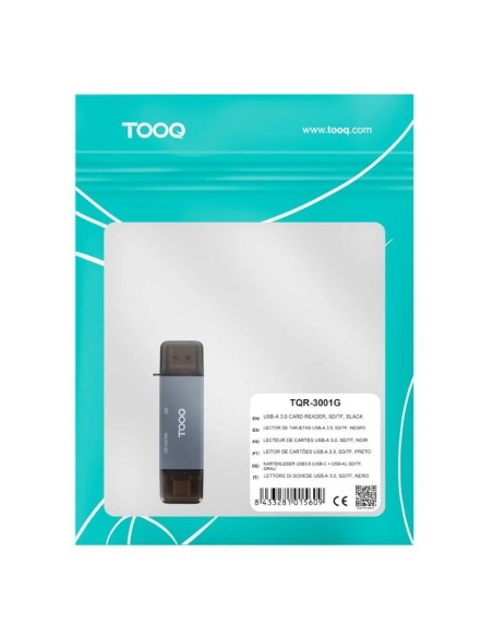 Tooq TQR-3001G Lector USB3.0 (USB-C+USB-A) SD/TF