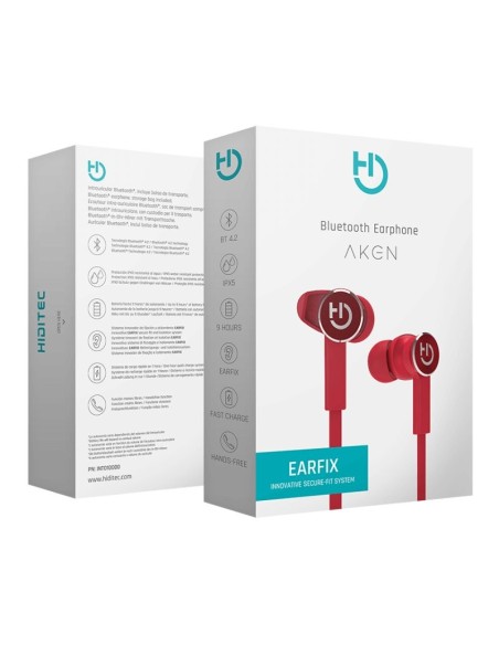 Hiditec Auricular+Mic  AKEN BT4'2 Earfix  RED