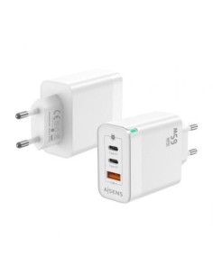 Cargador de Pared GaN Aisens ASCH-65W3P007-W/ 2xUSB Tipo-C/ 1x USB/ 65W