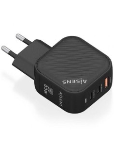 Cargador de Pared GaN Aisens ASCH-65W3P027-BK/ 2xUSB Tipo-C/ 1xUSB/ 65W